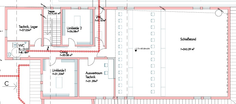 Grundriss des neuen Schießstands